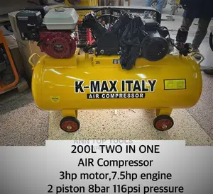 Kmax Italy 200ltrs 7.5hp Petrol Electric Air Compressor