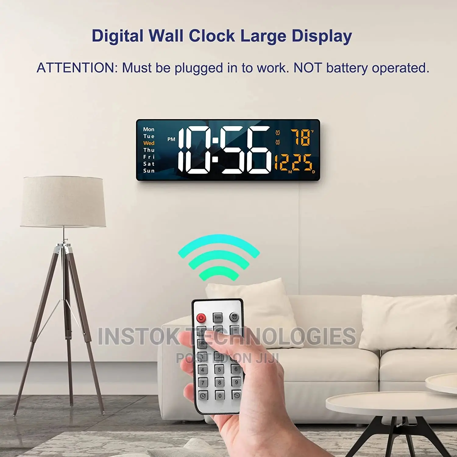 Digital Wall Clock Large Display, 16.2 Inch With Remote USB