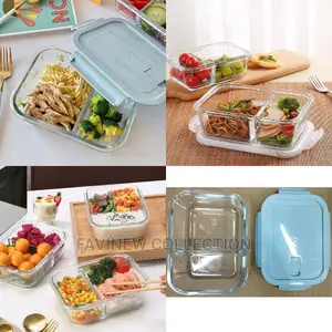 2 Grid Microwave - Safe Glass Lunch Box