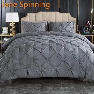 *3pcs Double Pinch Pleat Pintuck Duvet Cover Set*