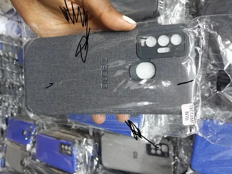 Tecno Camon 18i Case Luxury Soft Black Canvas