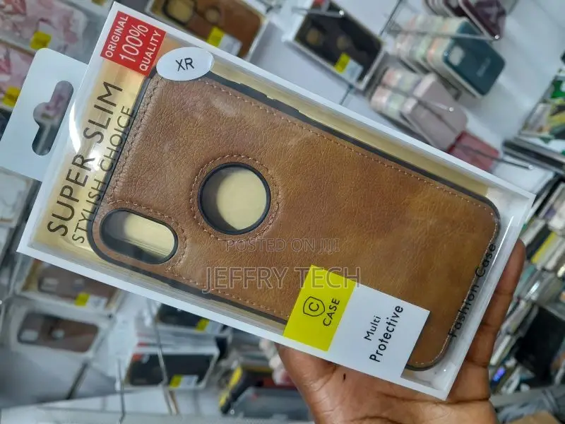 iPhone XR Leather Case With Logo Cut Brown Case