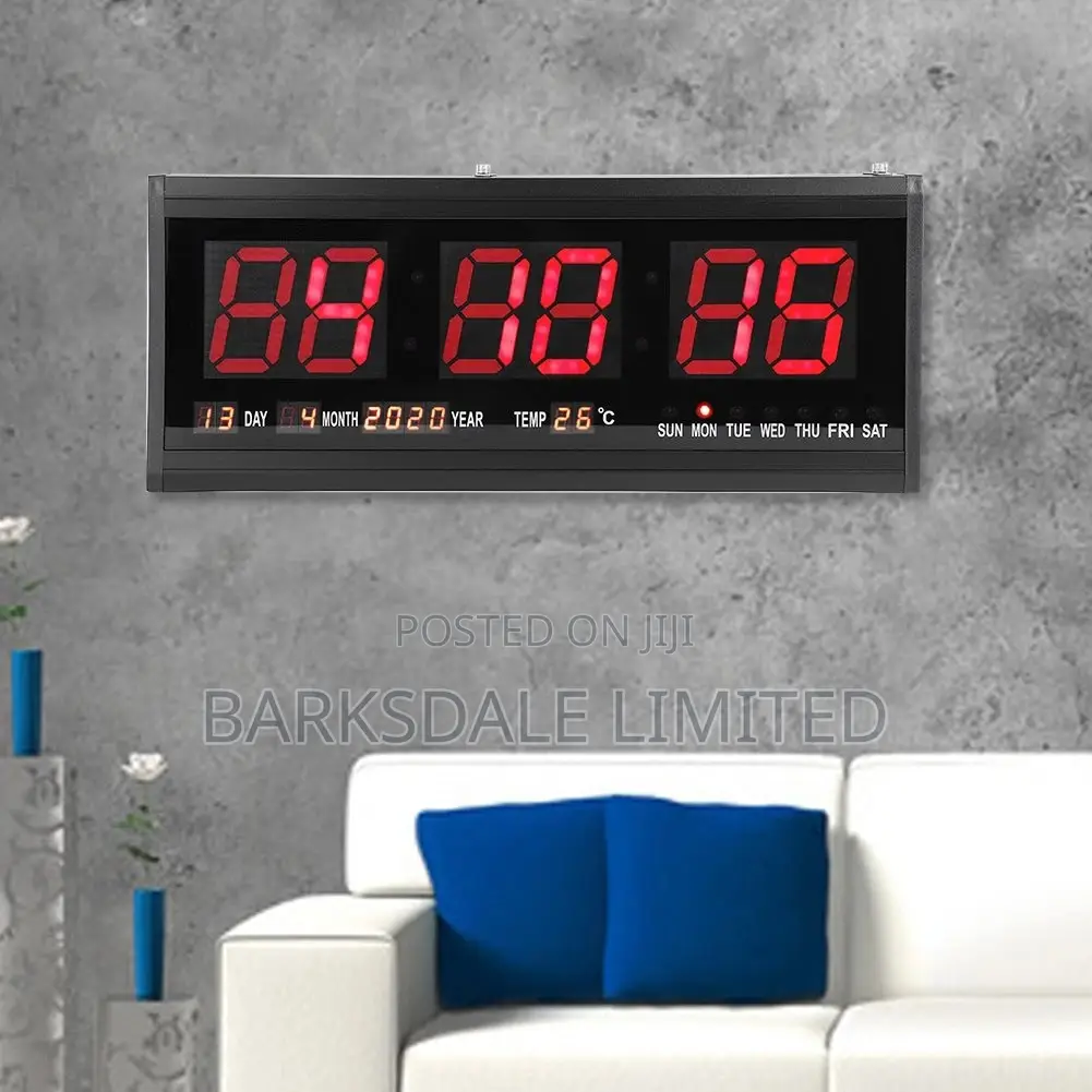 Extra Large Wall Clock Time Date Digital Led LCD Electronic