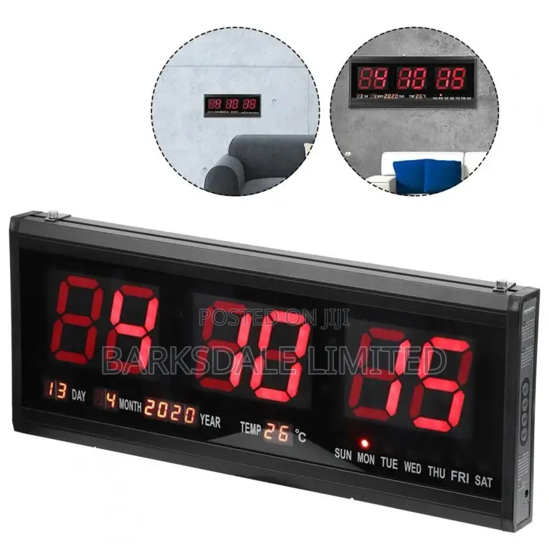 Extra Large Wall Clock Time Date Digital Led LCD Electronic