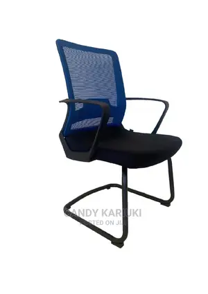 Visitors Chair With a Blue Mesh Back
