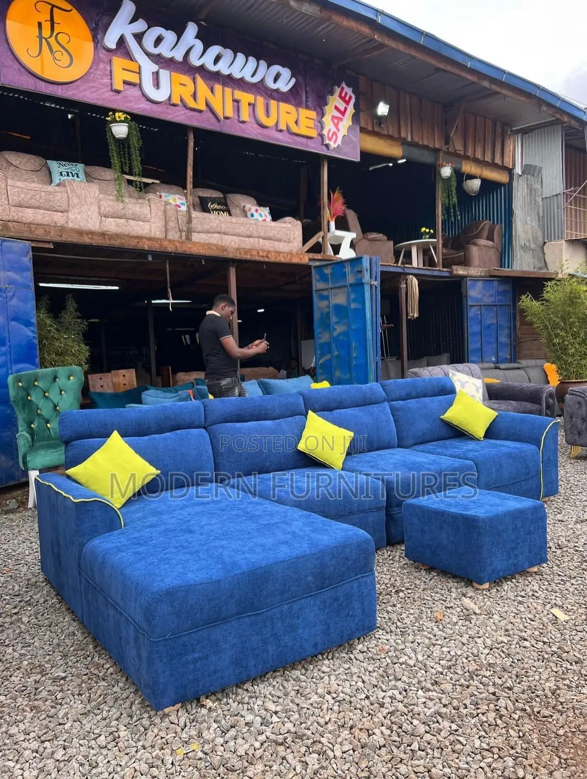 Blue L-Sofa