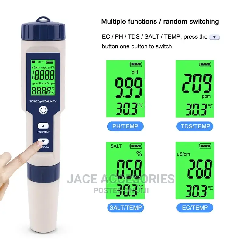 High Precision 5 in One Water Quality Tester