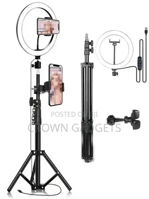 10" Selfie Tripod Stand With LED Lights, Dual
