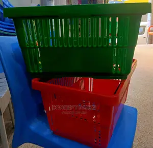 Coloured Supermarket Plastic Shopping Baskets.