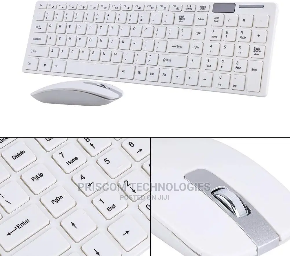 Premium White Wireless Keyboard + Mouse Combo