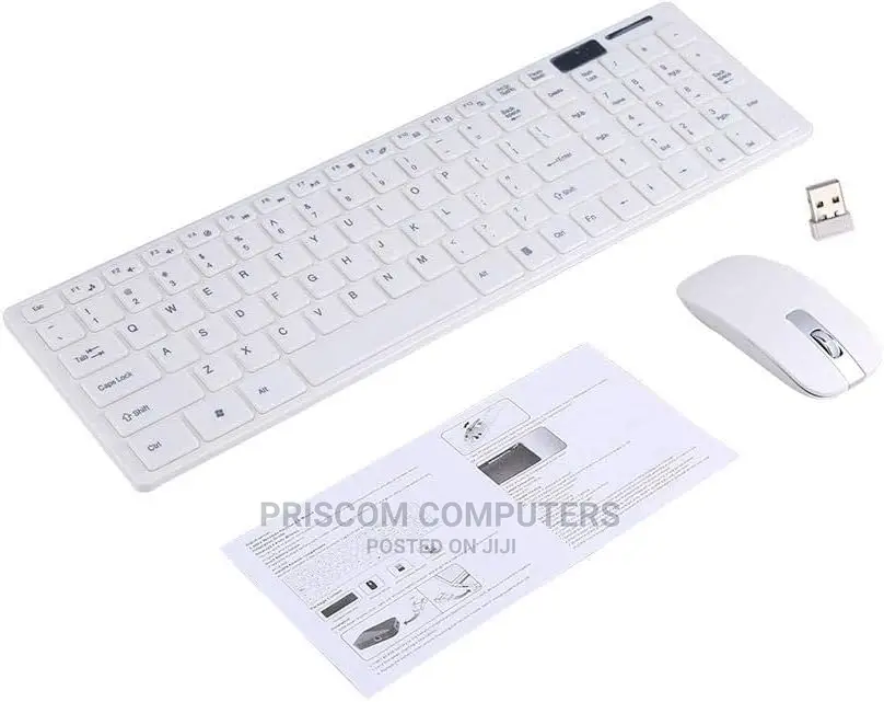 Premium White Wireless Keyboard + Mouse Combo