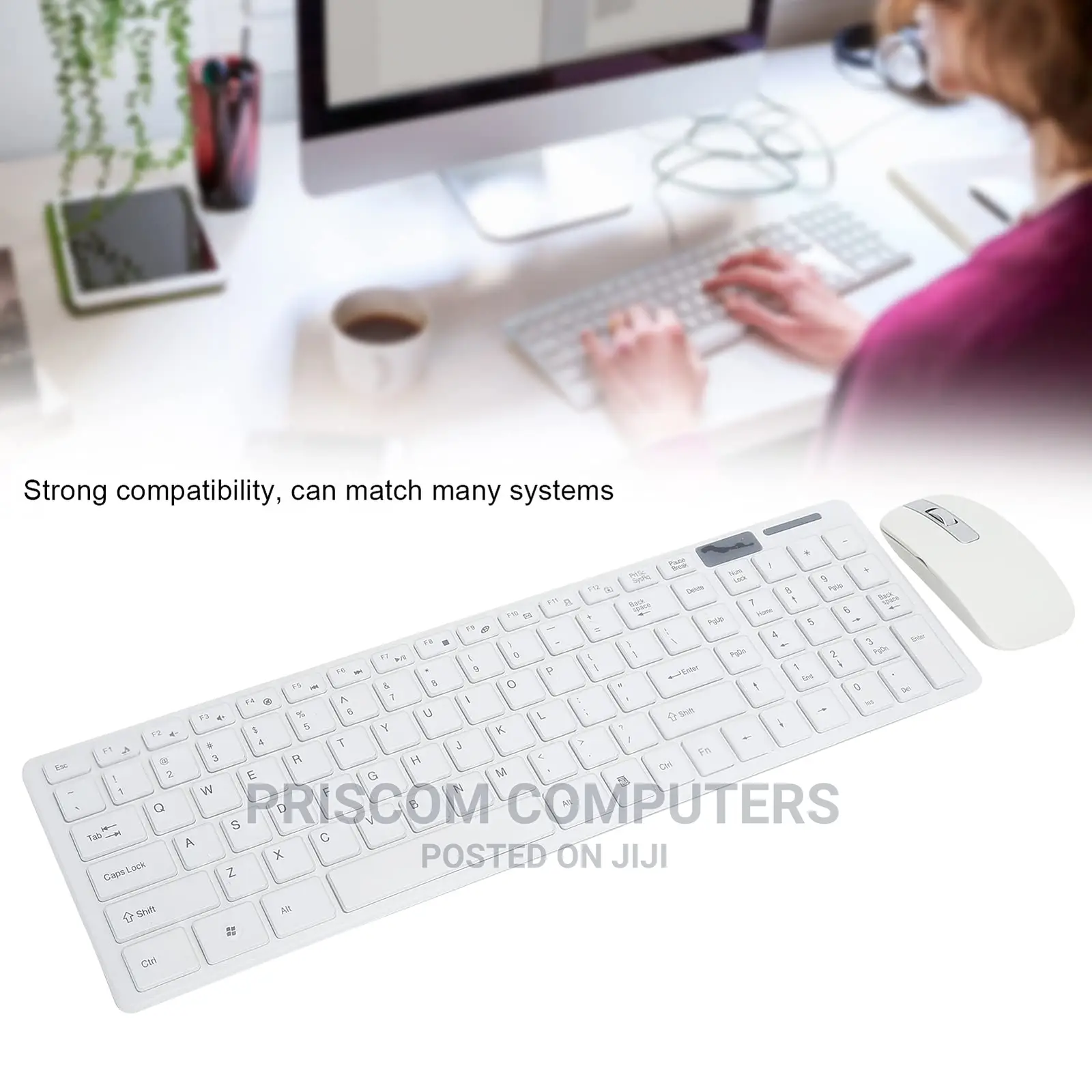 White Wireless Keyboard and Mouse, Computer Wireless Keyboar
