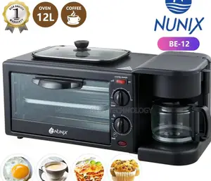 Nunix 3 in 1 Breakfast Maker; Toaster,Oven, Coffee Maker