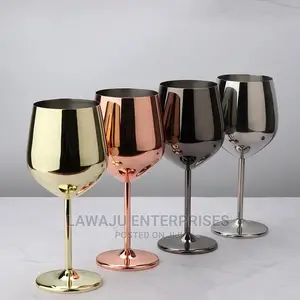 Set of 2 Stainless Steel Wine Glasses