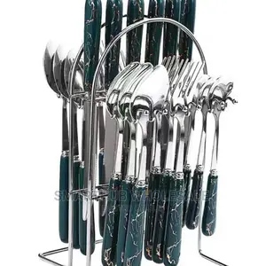 *24PC Cutlery Set (SILVER COLOUR Metallic Silver Colour