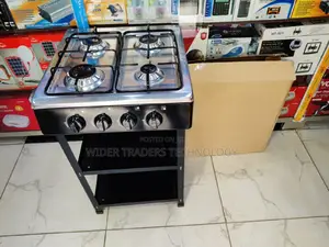 Ramtons Cooker, 4 Gas Burner With Stand and Shelves Black