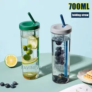 Cute Water Bottle With Foldable Straw 700ML Water Bottle