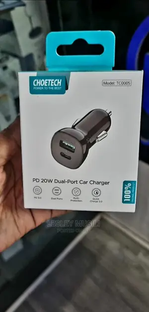 Choetech Dual USB QC 20W Type-C USB Car Charger – Black