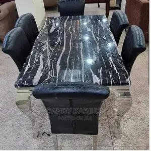 Crystall Black Pure Marble Dining Table Set