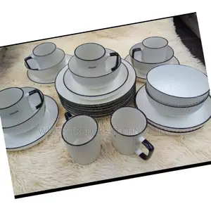 24pcs Dinner Se. 6 Plates. 6 Side Plates 6 Bowls 6 Mugs 32cl