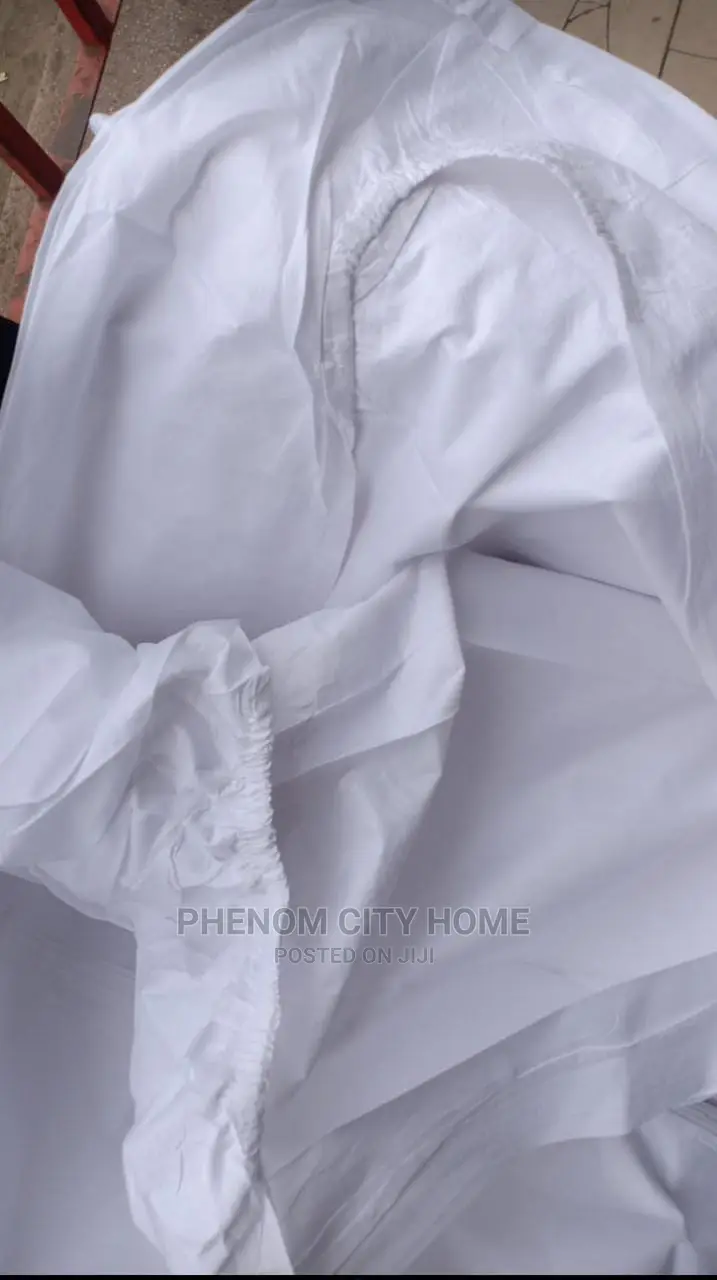 Plain White Fitted Cotton Bedsheet Set