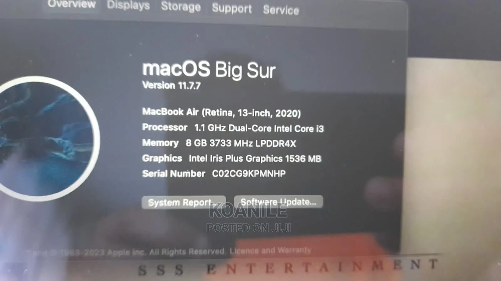 Laptop Apple MacBook Air 2020 8GB Intel Core I3 SSD 256GB