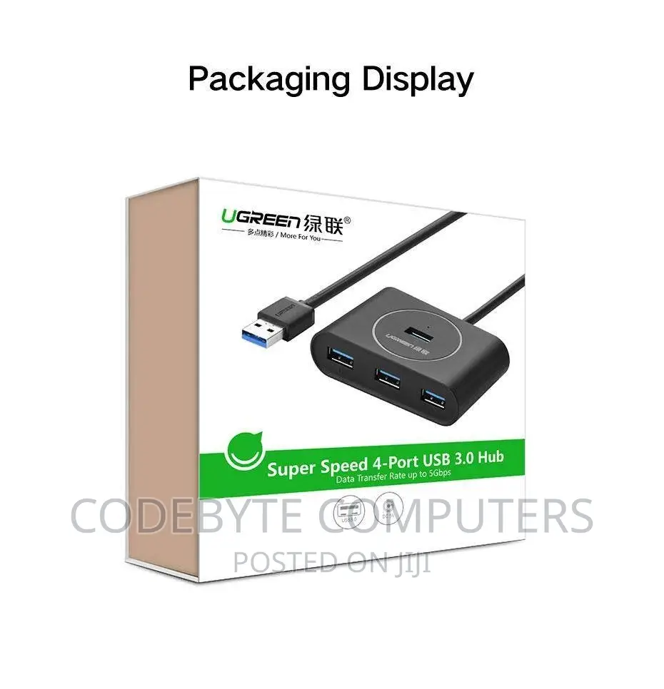 USB-C USB-A 3.0 to 4-Port Hub 1M Black
