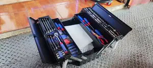 143 Piece Toolset in Cantilever 5-Compartment Metal Tool Box