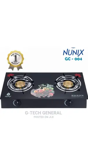 Nunix Gc-004 Glass Top Two Burner Auto Ignition Gas Stove