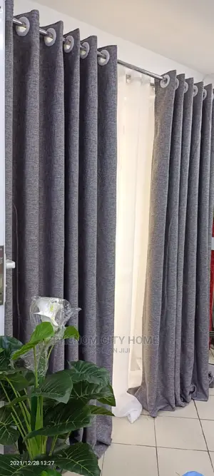 Plain Grey Line Curtains