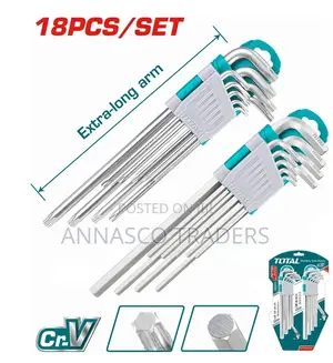 Total 18 PCS Hex Key and Torx Key Set