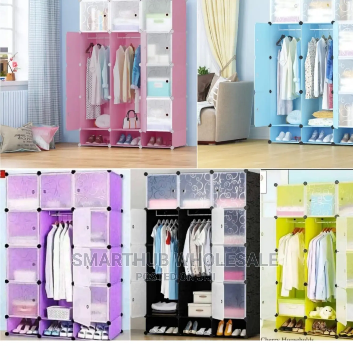 3-Column Portable Plastic Wardrobe