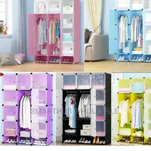 3-Column Portable Plastic Wardrobe