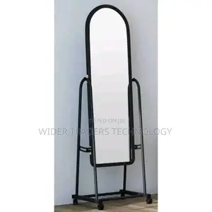 Black Dressing Mirror With Wheel and Shoes Rack