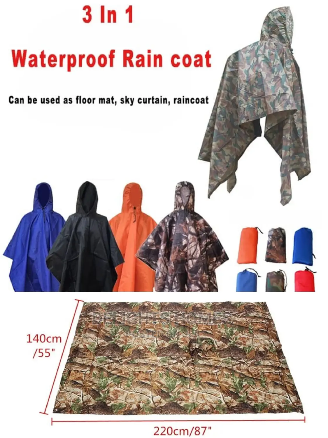 3in1 Hiking Poncho Rain Coat
