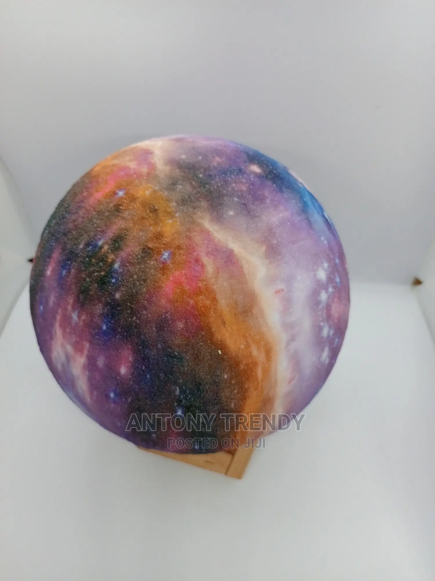 Painted Starry Moon Light With Wooden Stand
