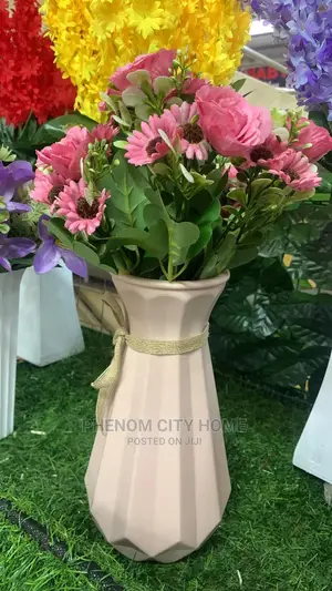 Decor Flowers With Plastic Vase