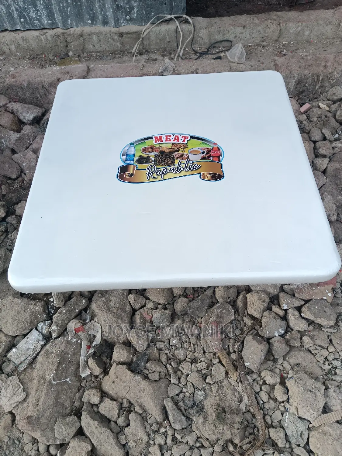 Restaurant Marble Table Top White With Logo