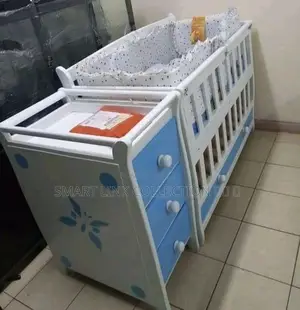 Full Baby Cot With a Chest Drawers,Mattress,Net,Cot Bumper