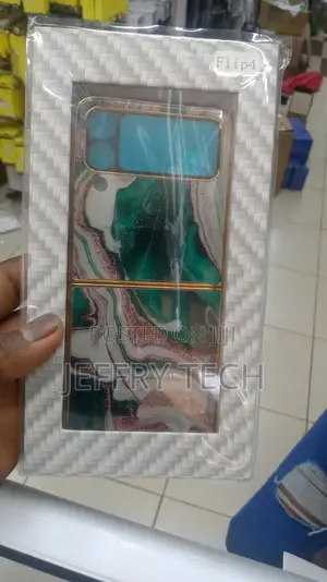 Galaxy Z Flip4 Case Marble Green Leather Phone Protective Co