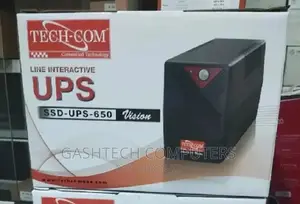 Tech-Com 650VA Line Interactive UPS - Black