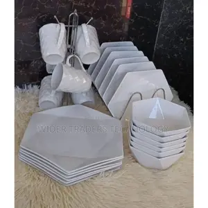 24pc Hexagonal Ceramic Dinner Set
