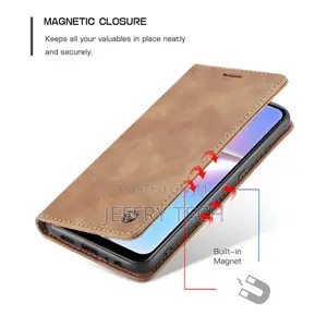 Samsung Galaxy A10s -Brown Leather Wallet Flip Case With Sta