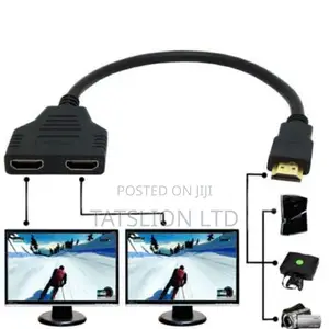 HDMI Splitter Cable 1 Male to Dual HDMI 2 Female Y Splitter