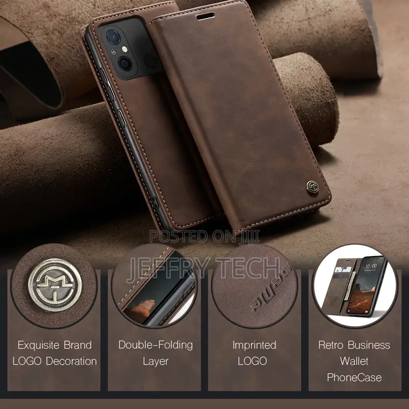 Horizontal Flip Leather Case for Xiaomi Redmi 12C Coffee