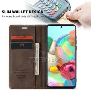 Horizontal Flap Leather Case for Samsung Galaxy A71 Brown