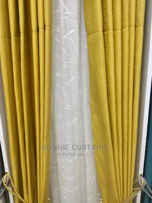 Yellow Curtains With Plain White Sheers