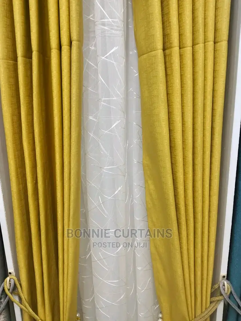 Yellow Curtains With Plain White Sheers