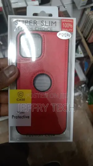Leather Phone Case for iPhone 12 iPhone 12 Pro Non-Sl(Red)