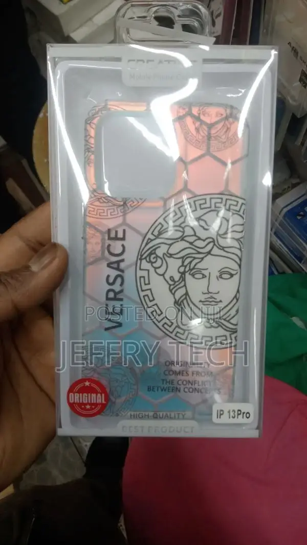 Versace Black White iPhone 13 Pro Back Cover